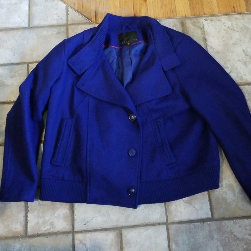 NWOT blue wool bomber jacket. Size 2X